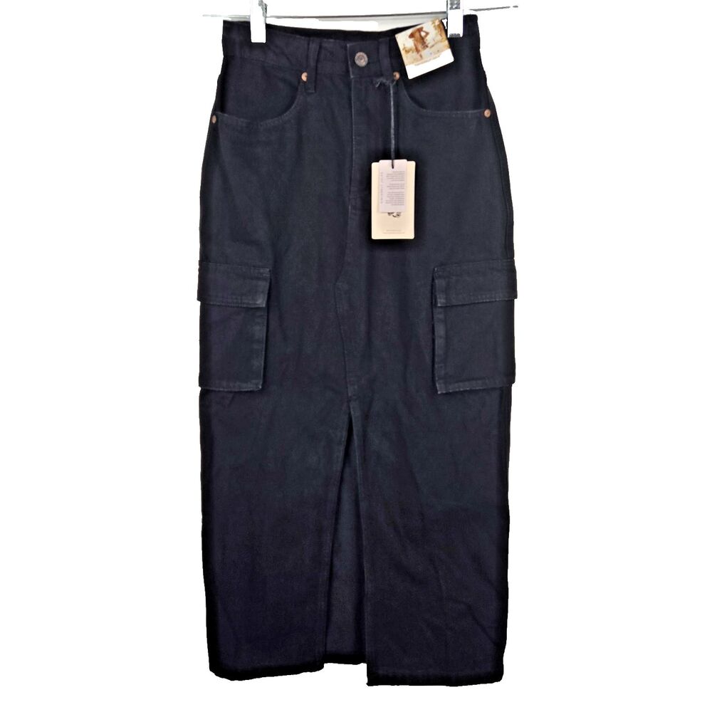 Sincerely Jules Women's Size 1/24 Black Maxi‎ Denim Skirt NWT